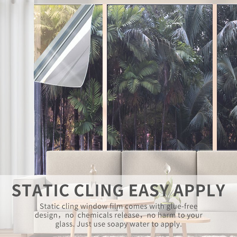 static no glue residue UV rejection one way mirror privacy film for building window