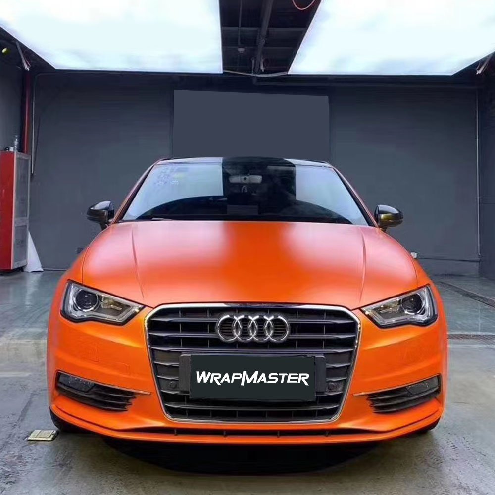 WRAPMASTER 5*56ft Satin Metallic Orange vehicle wraps Car vinyl Wrapping film