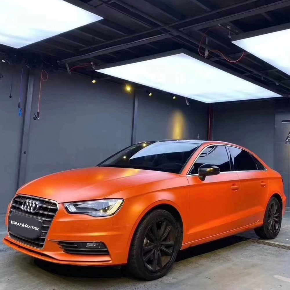 WRAPMASTER 5*56ft Satin Metallic Orange vehicle wraps Car vinyl Wrapping film
