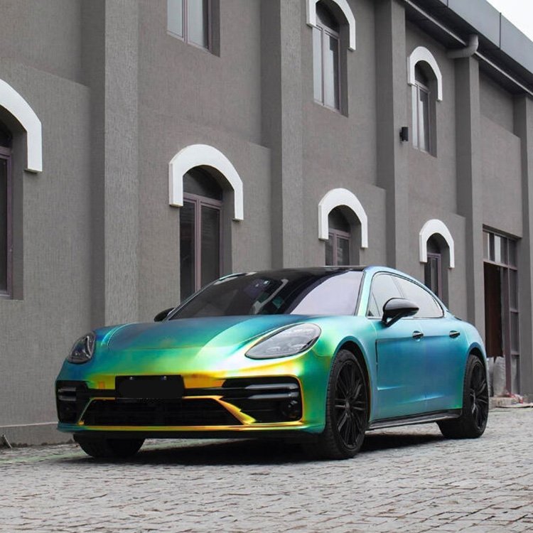 Rainbow Chrome Black car wrap car stickers car wrapping vinyl high quality papel ahumado para carro