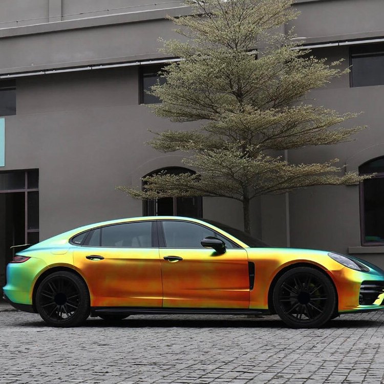 Rainbow Chrome Black car wrap car stickers car wrapping vinyl high quality papel ahumado para carro