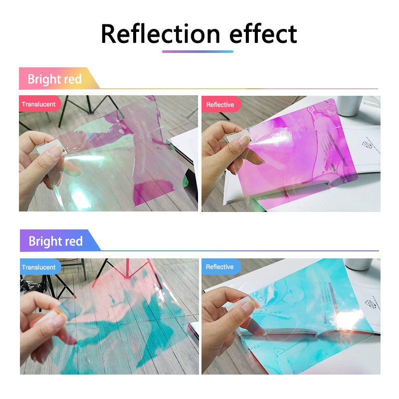 Chameleon Self Adhesive Decoration Dichroic Red Blue Holographic Rainbow Shopping Mall Commercial Office Glass Window Tint Film