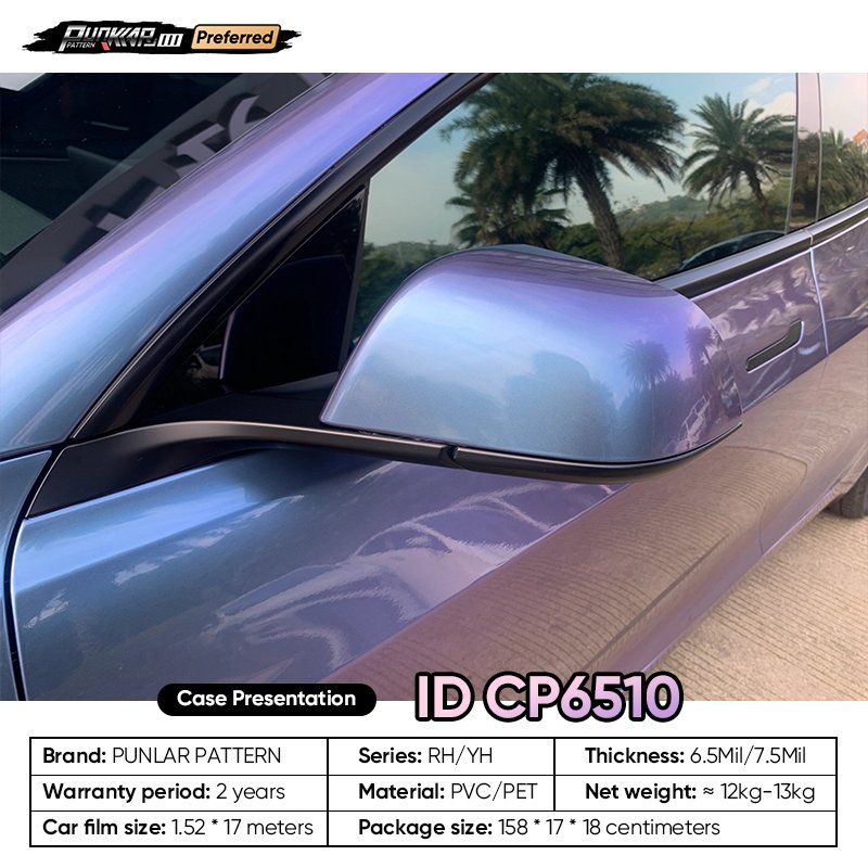 Customizable OEM Crystal Paint Purple Car Wrap Vinyl PET High-Gloss PVC Film 1.52CM Car Stickers Waterproof Color-Changing Film
