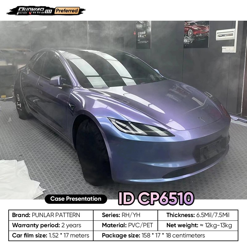 Customizable OEM Crystal Paint Purple Car Wrap Vinyl PET High-Gloss PVC Film 1.52CM Car Stickers Waterproof Color-Changing Film