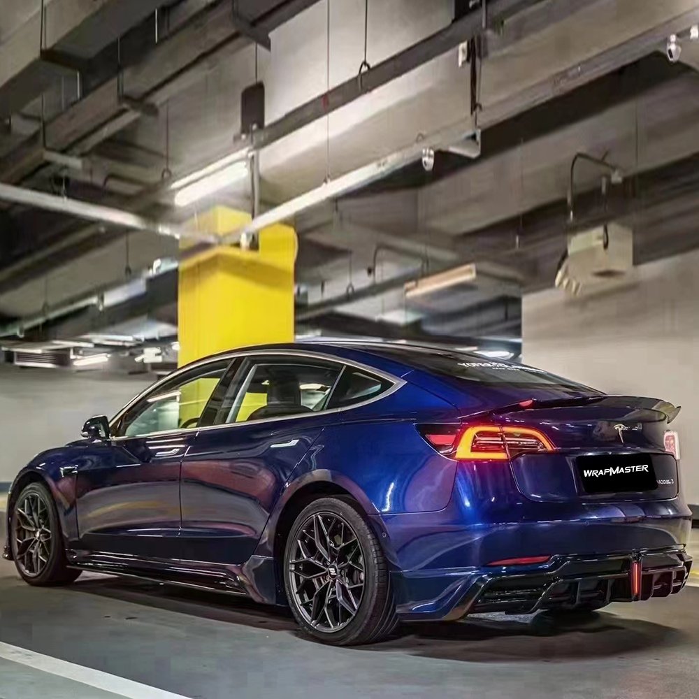 Repositionable Car Vinyl Wrap PET Metallic Navarre Blue UV Resistant Premium Automobile Vehicle Wraps