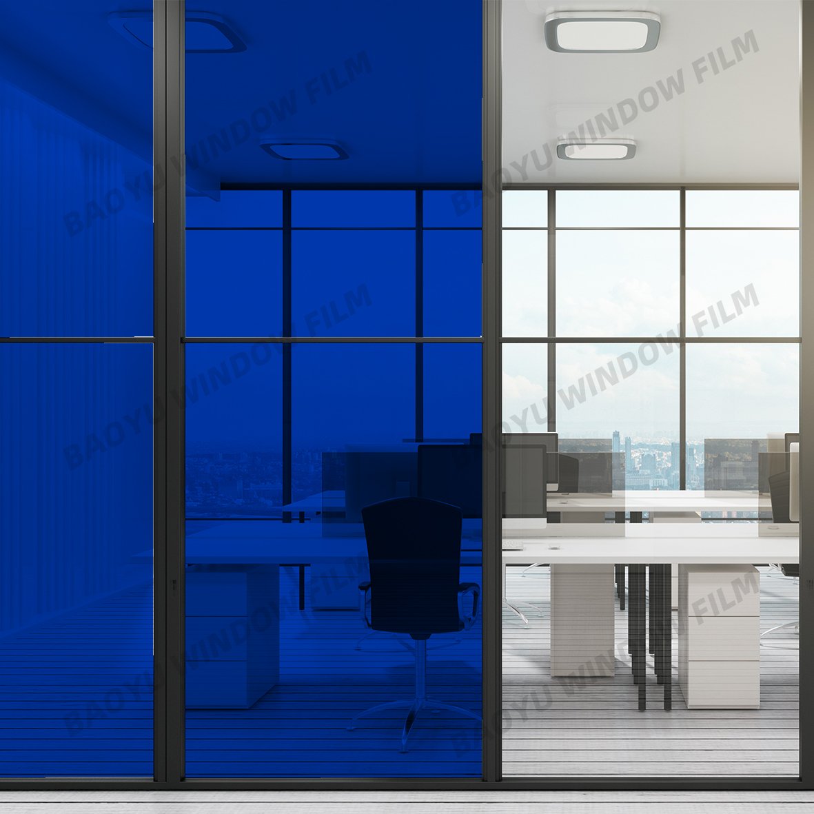 Block UV glass Beautiful Decorative film colorful transparent color film Sky Blue home office