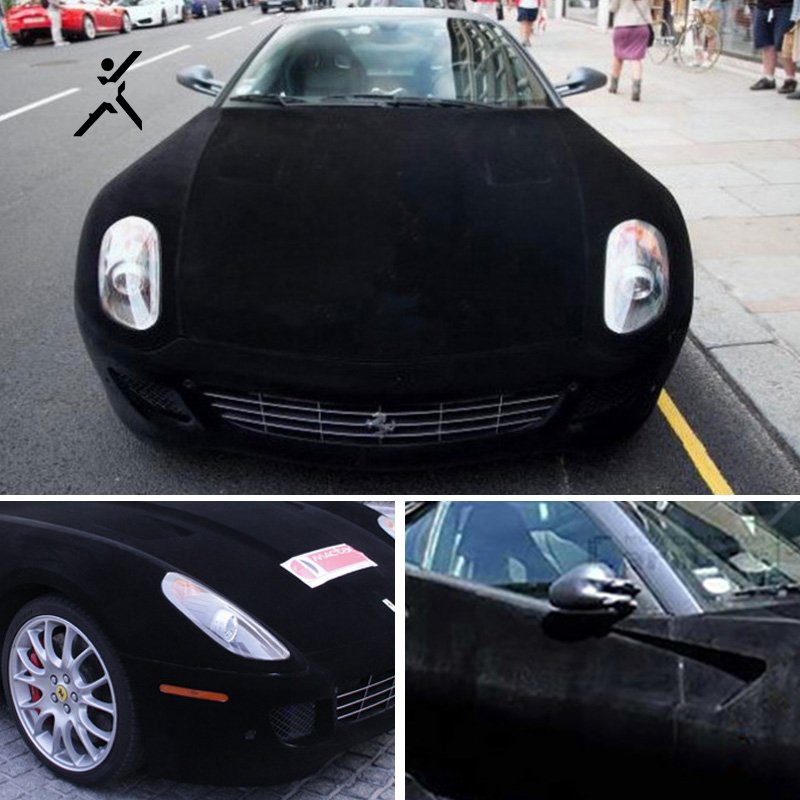 Black suede car wrapping film velvet vinyl decoration film Car interior pendant riding equipment decorative stickers