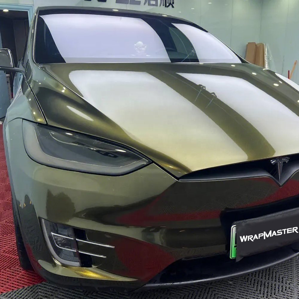 WRAPMASTER 1.52*17m PET Ghost Midnight Gold Color Shift PVC Full Body Vinyl Wrap Car Films Car Sticker