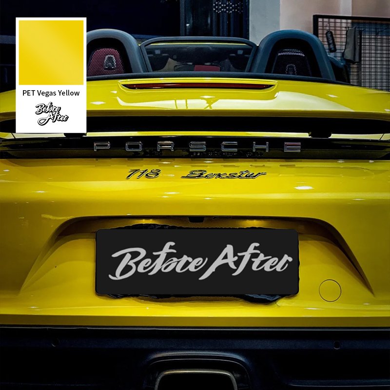 BeforeAfter1.52*17m Best selling Color Super Glossy Vegas Yellow Car decoration Wrapping Vinyl Film Satin Car