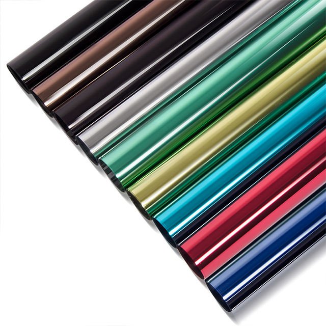 Red Silver Blue Silver One Way Vision Window Tint Film Decorative Building Self-adhesive Window Film