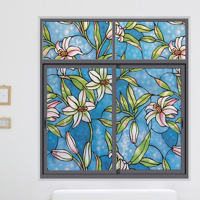 Colorful Modern Embossed PVC Glass Film 60cm Width Stylish and Elegant Decorative Roll for Hotel Spaces