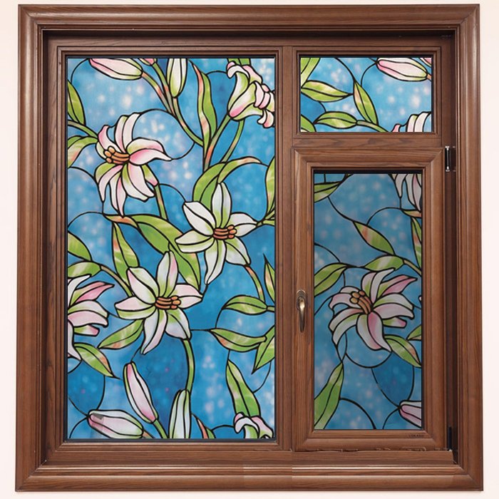 Colorful Modern Embossed PVC Glass Film 60cm Width Stylish and Elegant Decorative Roll for Hotel Spaces