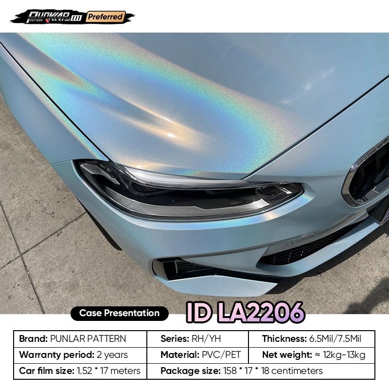 Customizable OEM Laser Blue Car Wrap Vinyl PET High-Gloss PVC Film 1.52Cm Wide Car Stickers Waterproof Color-Changing Film