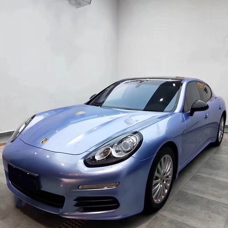 1.52*17m PVC Super Glossy Metallic Mist Blue Auto Vinyl Stickers Self Healing Car decoration Film
