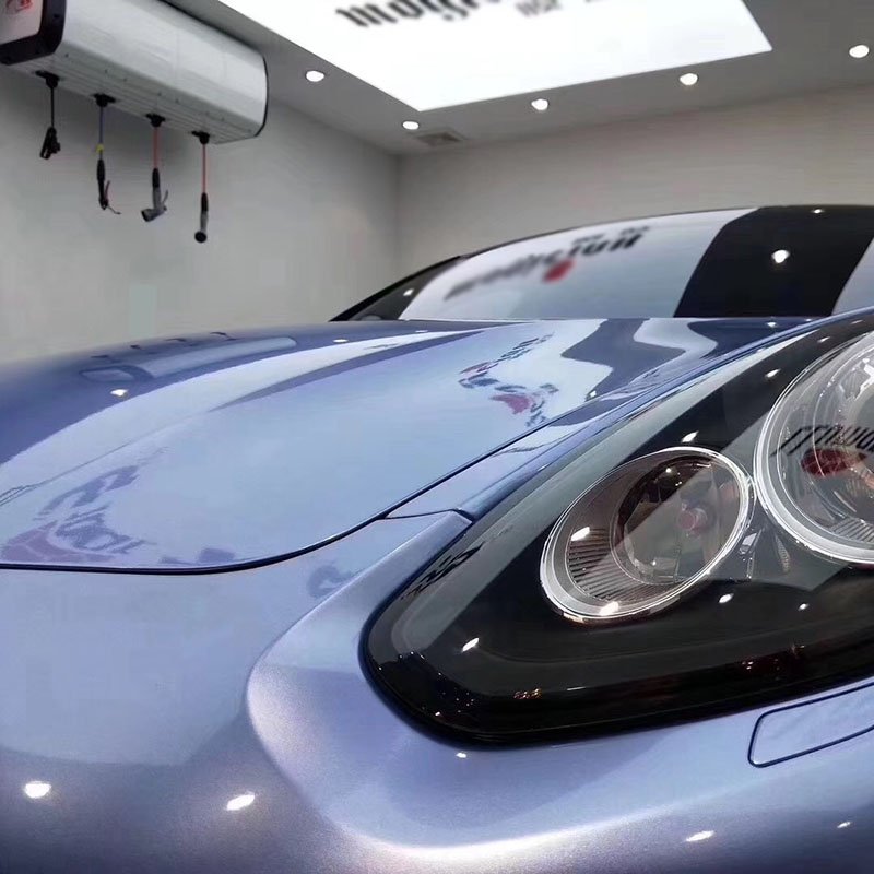 1.52*17m PVC Super Glossy Metallic Mist Blue Auto Vinyl Stickers Self Healing Car decoration Film