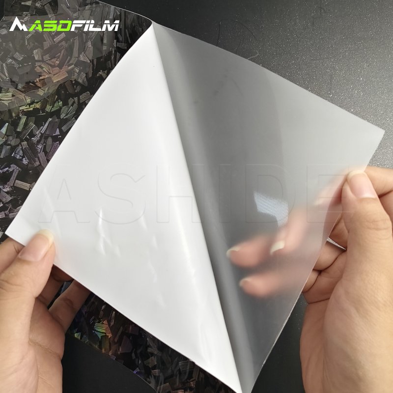 1.52*18m Car Sticker Gloss Rainbow Laser Forged Carbon Black Car Decoration Film Vinyl Wrap PET Forged Carbon Fiber Car Wrap
