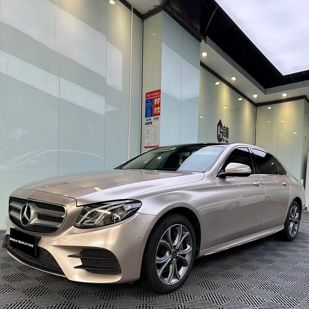 WRAPMASTER 1.52*18m Air Bubble Free Sticker For Car Metallic Film PET Super Glossy Metallic Dark Champaign Gold Car Vinyl Wrap