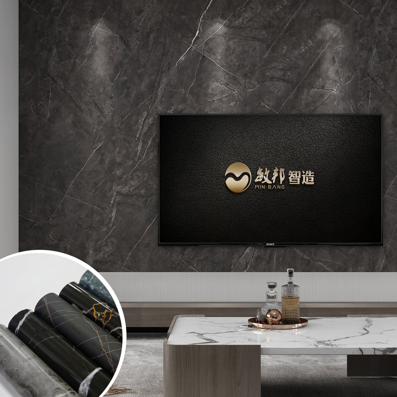 Factory low-price PVC decorative film with good sales volume Stone pattern series High-end atmospheric and simple style