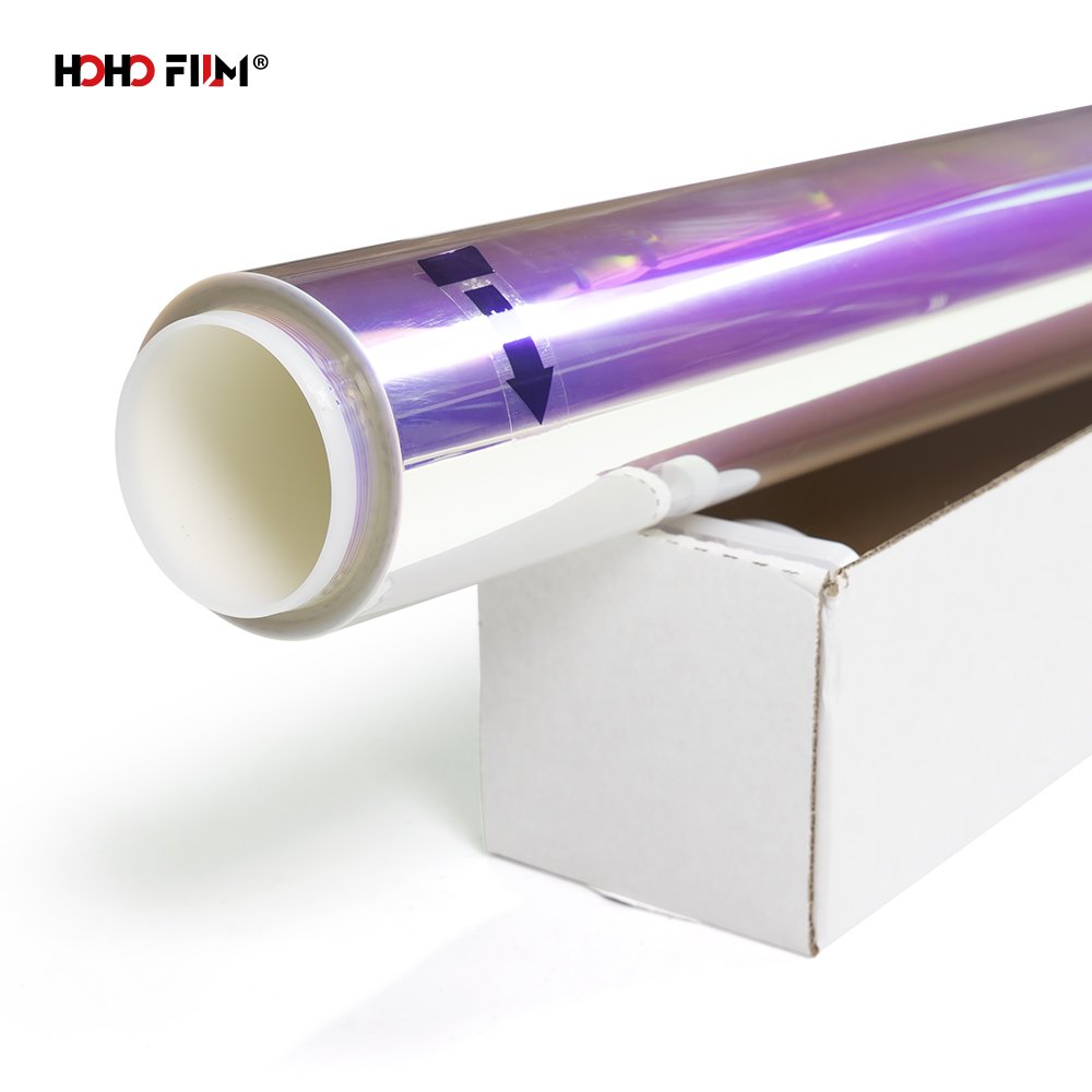 Self Adhesive 2mil Thickness Rainbow Decorative Films For Building Window Glass Dichroic Film Solar Control Reflective Films