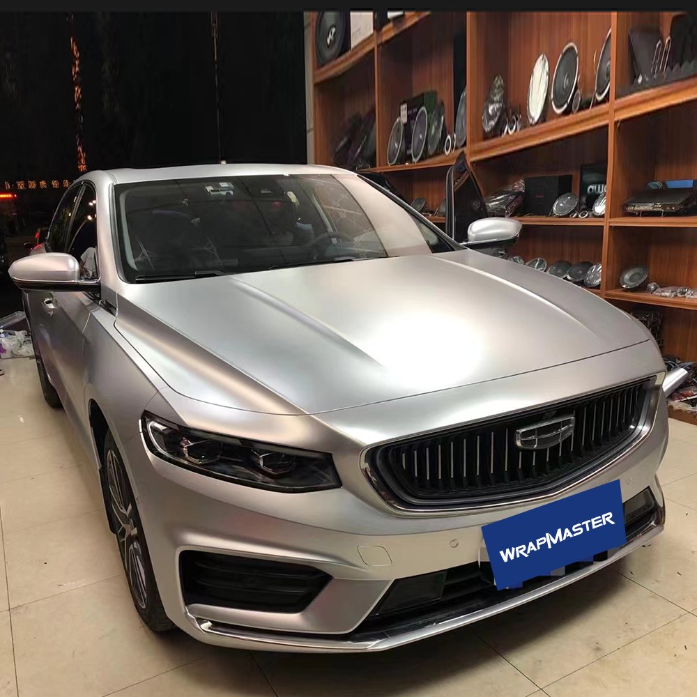 WRAPMASTER 5*56ft Satin Metallic silver vehicle wraps Car film vinyl Wrapping film