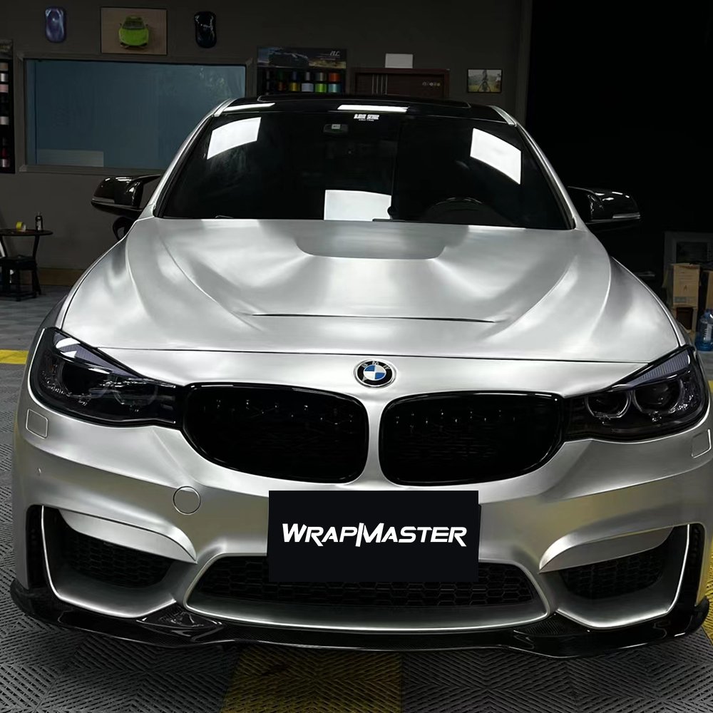 WRAPMASTER 5*56ft Satin Metallic silver vehicle wraps Car film vinyl Wrapping film
