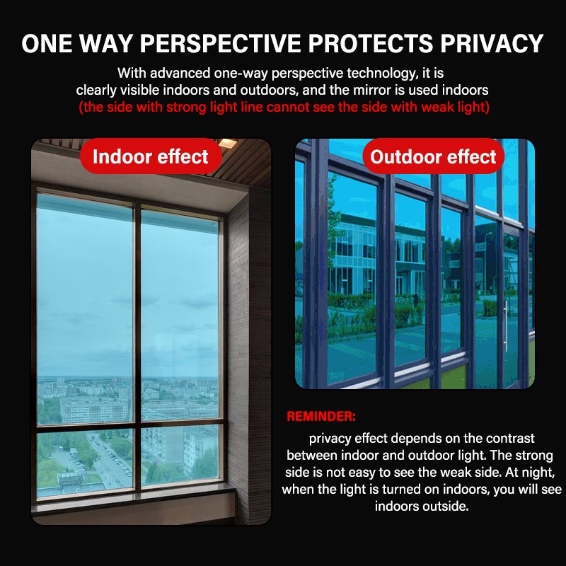 One Way Glass Films Self Adhesive Film UV Protection Privacy Solar Window Tint For House