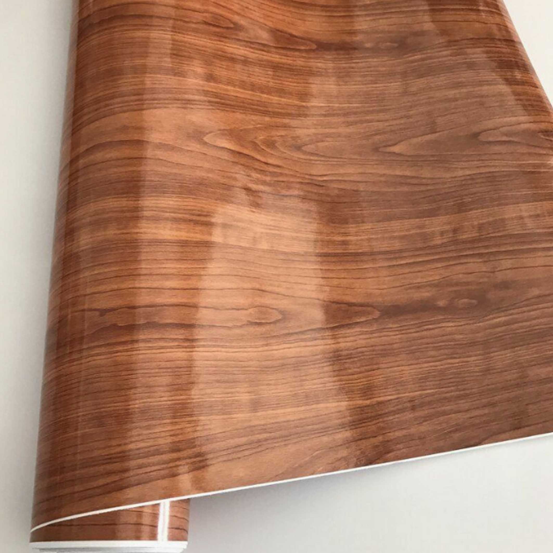 Wooden grain high glossy PVC decorative film mould proof safety material wood colour printing membrane press foil solid vinyl