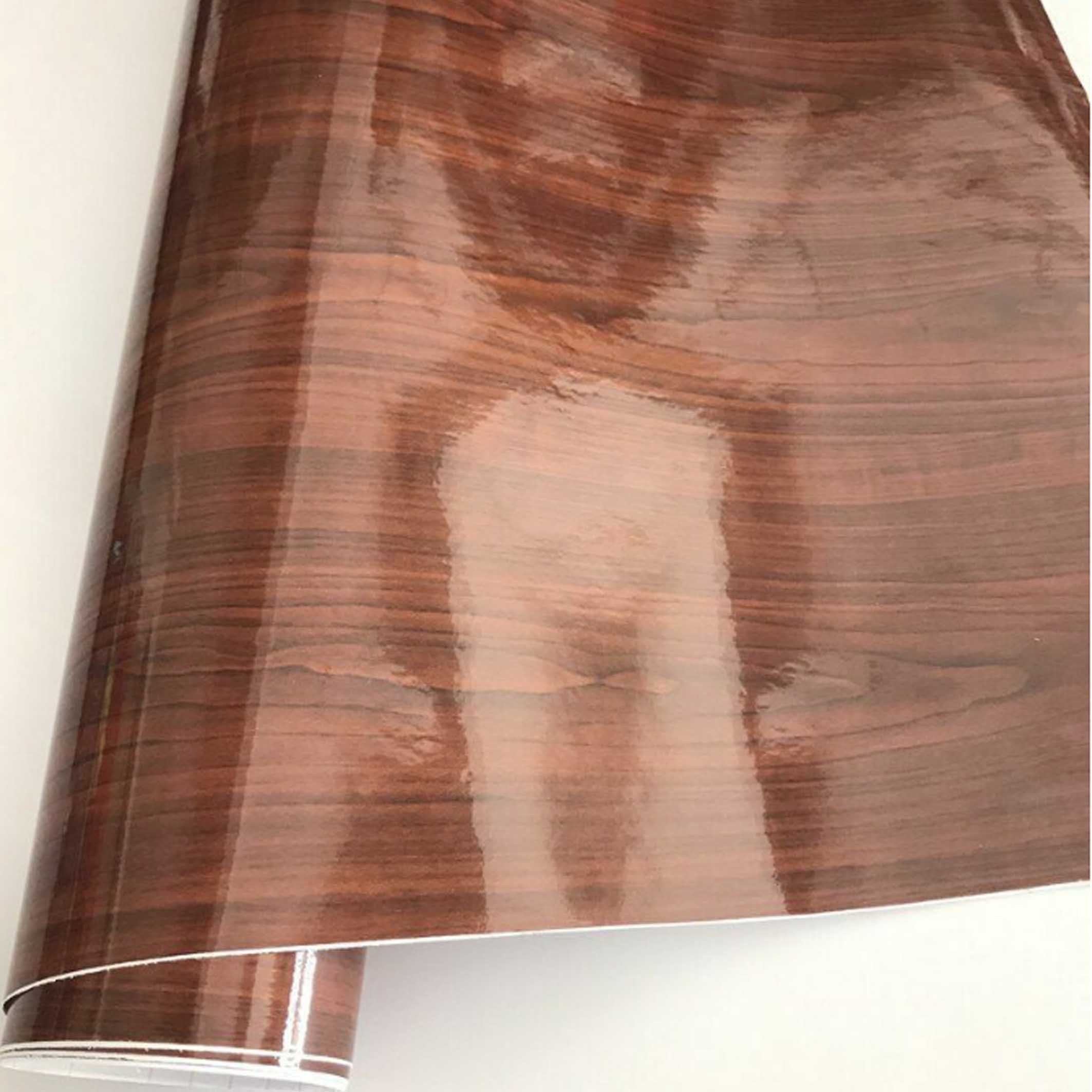 Wooden grain high glossy PVC decorative film mould proof safety material wood colour printing membrane press foil solid vinyl