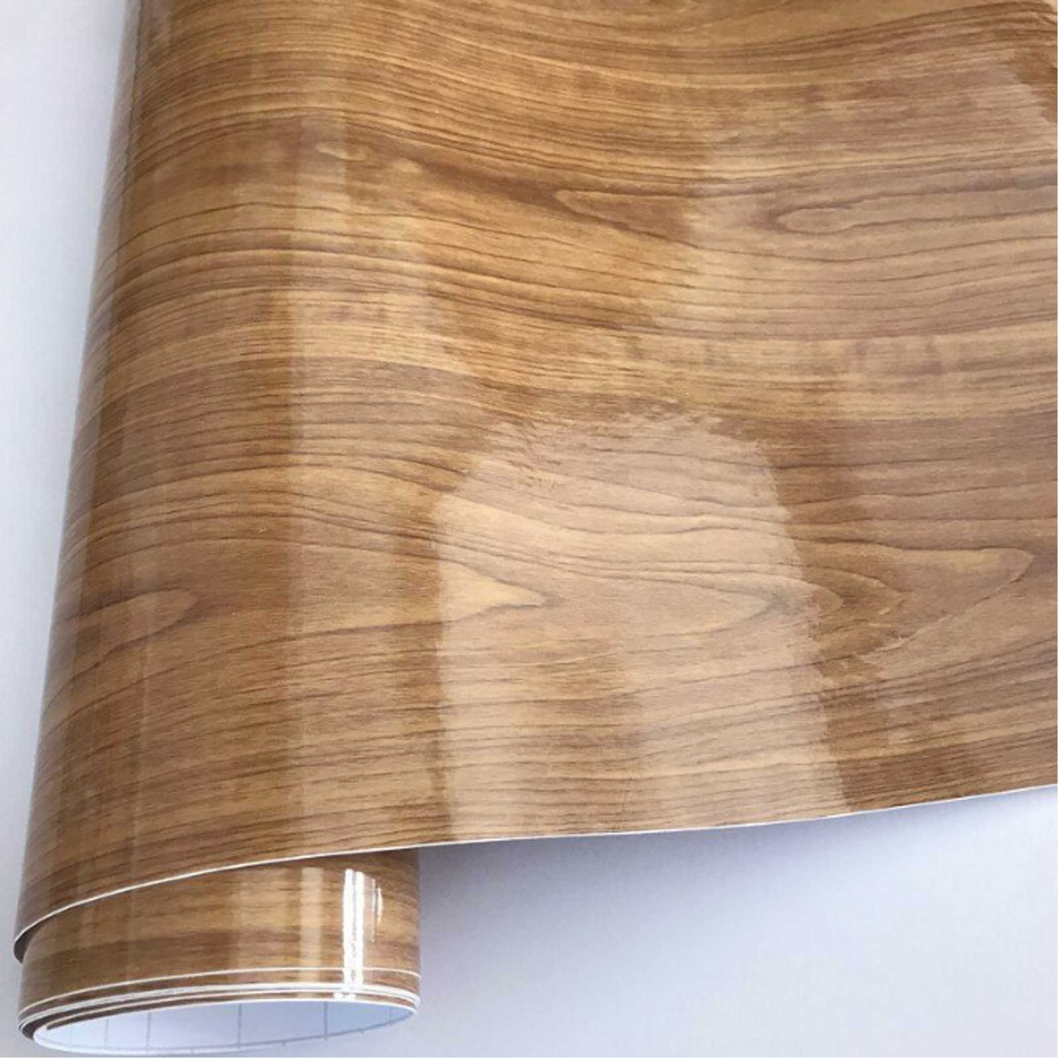 Wooden grain high glossy PVC decorative film mould proof safety material wood colour printing membrane press foil solid vinyl