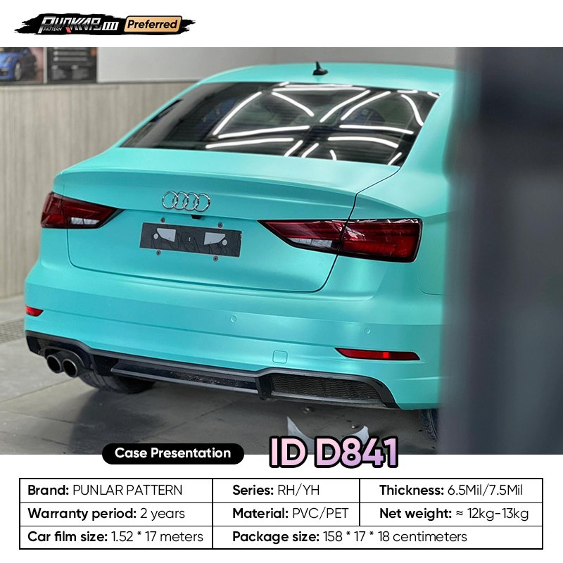 Matte metallic luster Blue Car Wrap Vinyl PET High-Gloss PVC Film 1.52CM Width Car Stickers Waterproof Color-Changing Film