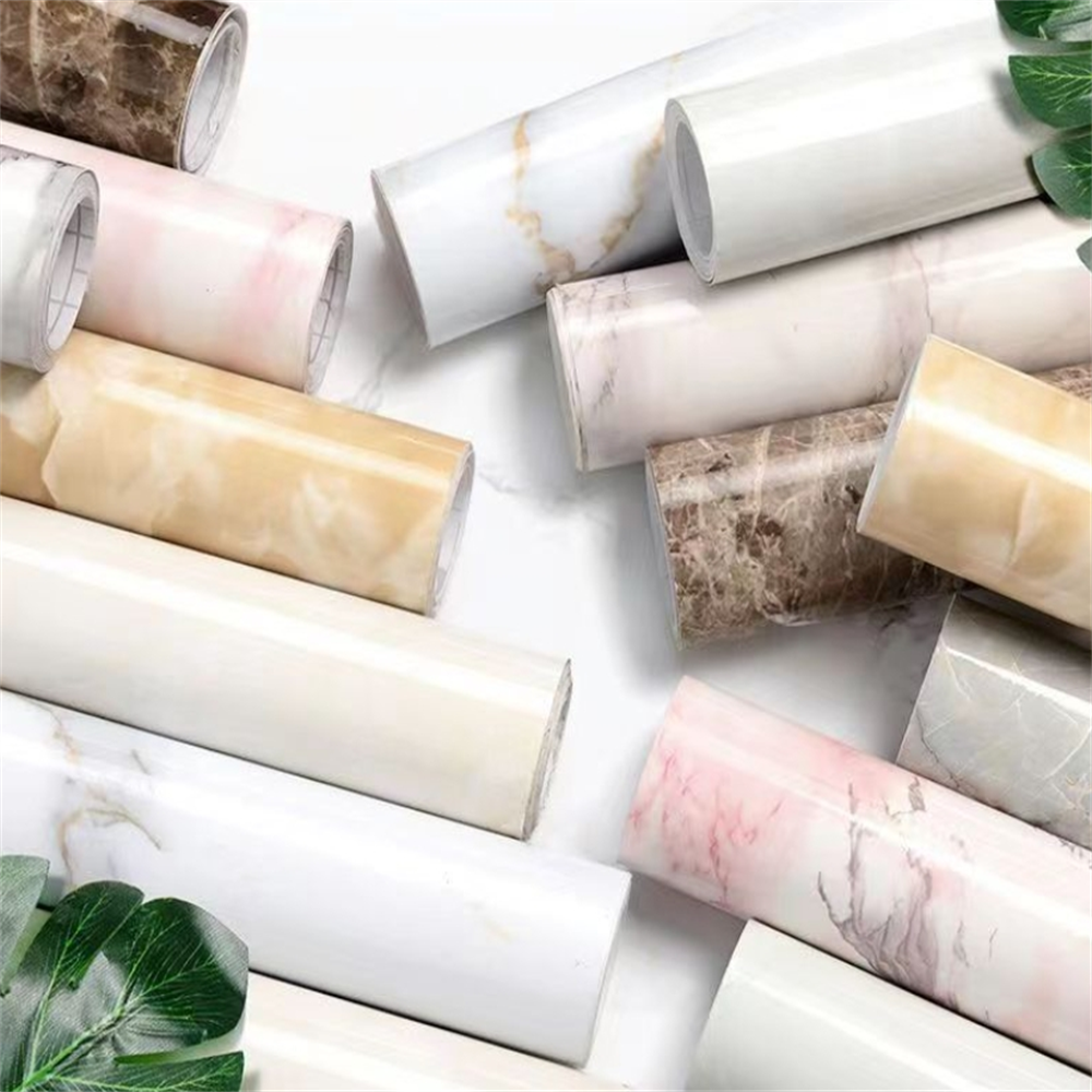 Not Self-Adhesive Marble Design PET PETG Decorative Films For Home Office Kitchen Living Room Bedroom Furniture