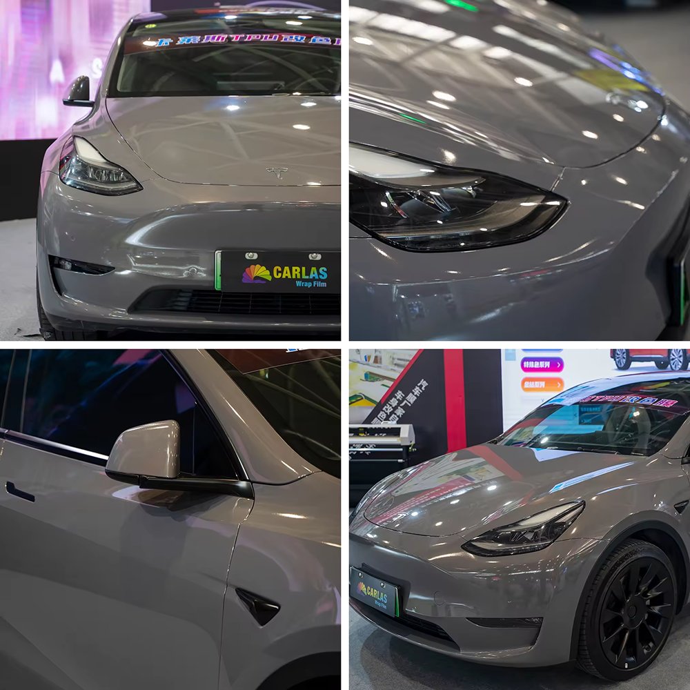 CARLAS Dry & Wet Pasting Self Healing PPF Silver Fox Gray Body Color Paint Protective Car Films TPU Colored PPF Wrapping Film