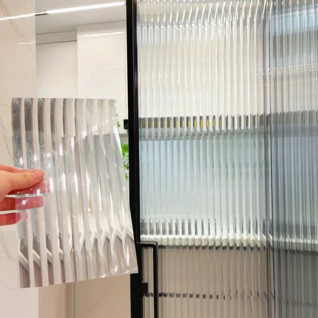 Manufacture direct Reeded Glass decorative film Privacy Self Adhesive Window Films for Restroom