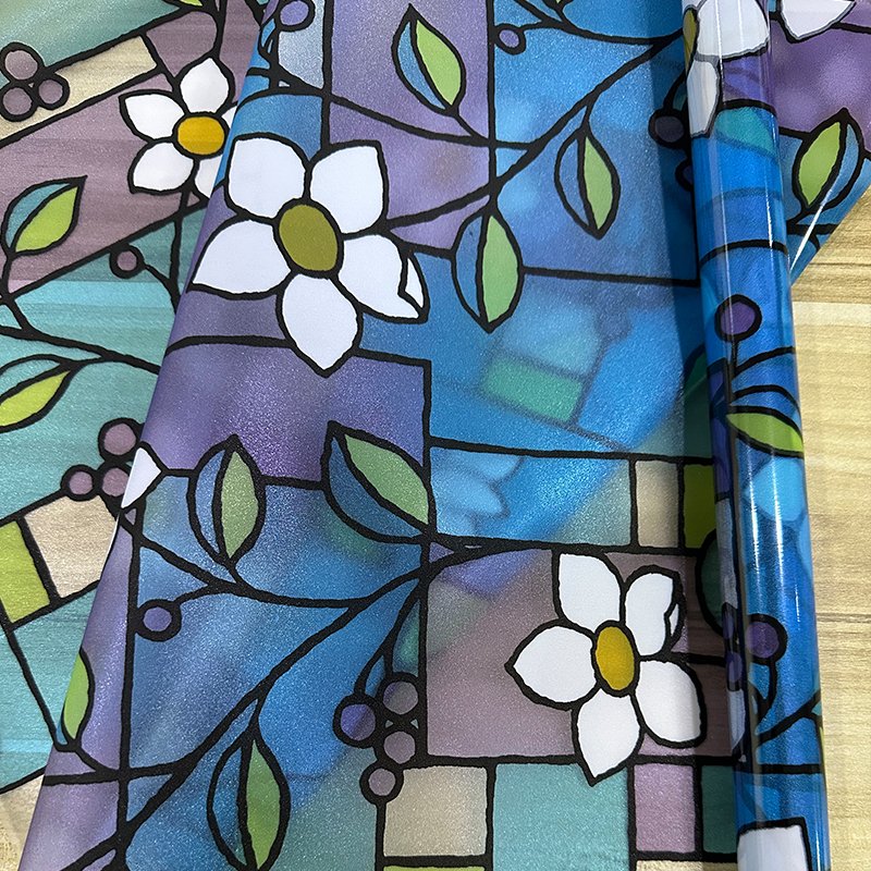 Modern 3D Printed Patterned Glass PET PVC Film Heat Insulation Window Privacy Roll for Home Decorative Films