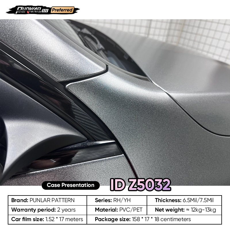 Sparkling Heavy Metal Grey Car Wrap Vinyl PET High-Gloss PVC Film 1.52CM Width Car Stickers Waterproof Color-Changing Film