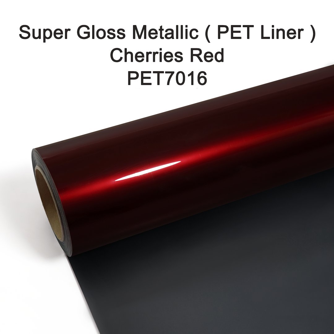 WRAPMASTER 1.52*18m Self-adhesive PET Liner Super Glossy Metallic Painting Cherry Red Vinyl Wrap Car Wrapping Film