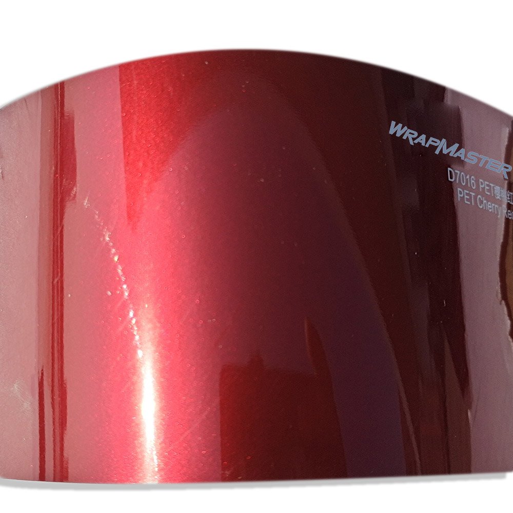 WRAPMASTER 1.52*18m Self-adhesive PET Liner Super Glossy Metallic Painting Cherry Red Vinyl Wrap Car Wrapping Film