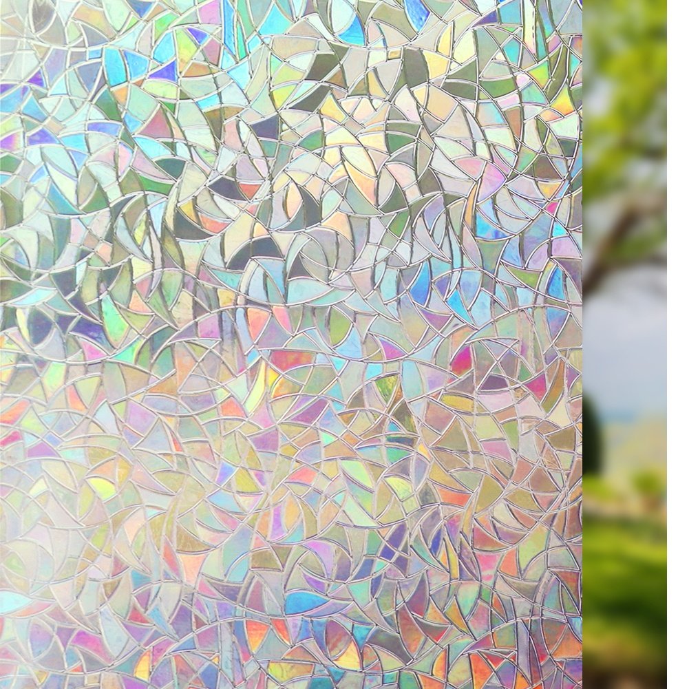 Window Privacy Film 3D Rainbow Home Window Film Static Prism Window Stickers for Home Glass Door Kitchen Decorative