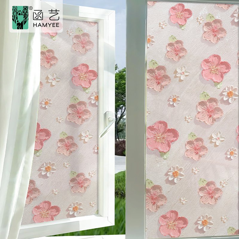 Flower window film vinyl glass film privacy protection glass 3d stickers stained window glass films home decoration