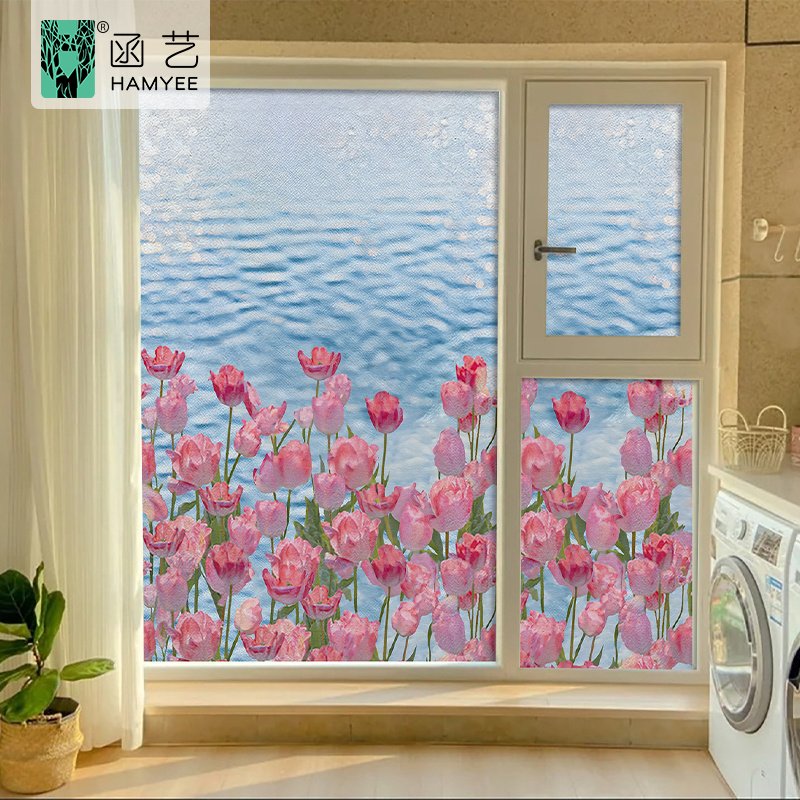 Flower window film vinyl glass film privacy protection glass 3d stickers stained window glass films home decoration
