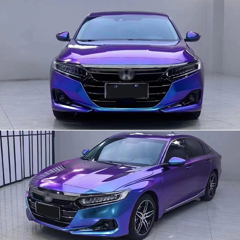 Factory Good Price PET Material Car Stickers Magic Diamond Purple Blue Glossy Wrap Film