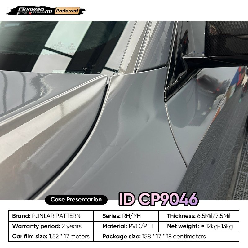 Factory Original Color Grey Car Wrap Vinyl PET High-Gloss PVC Film 1.52CM Car Stickers Waterproof Color-Changing Film
