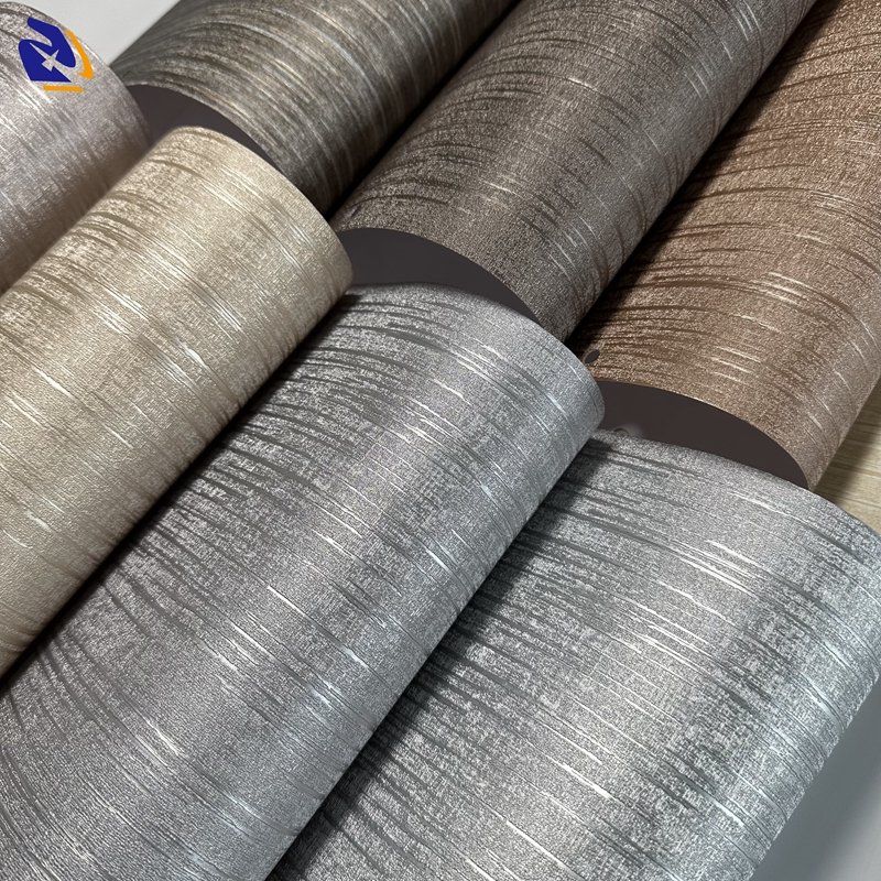 Brushed Metallic PVC Film for Wall Panel Decoration Hairline Metalized PVC Decorative Film for Furniture Lamination