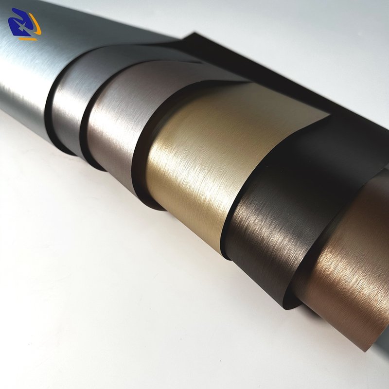 Brushed Metallic PVC Film for Wall Panel Decoration Hairline Metalized PVC Decorative Film for Furniture Lamination