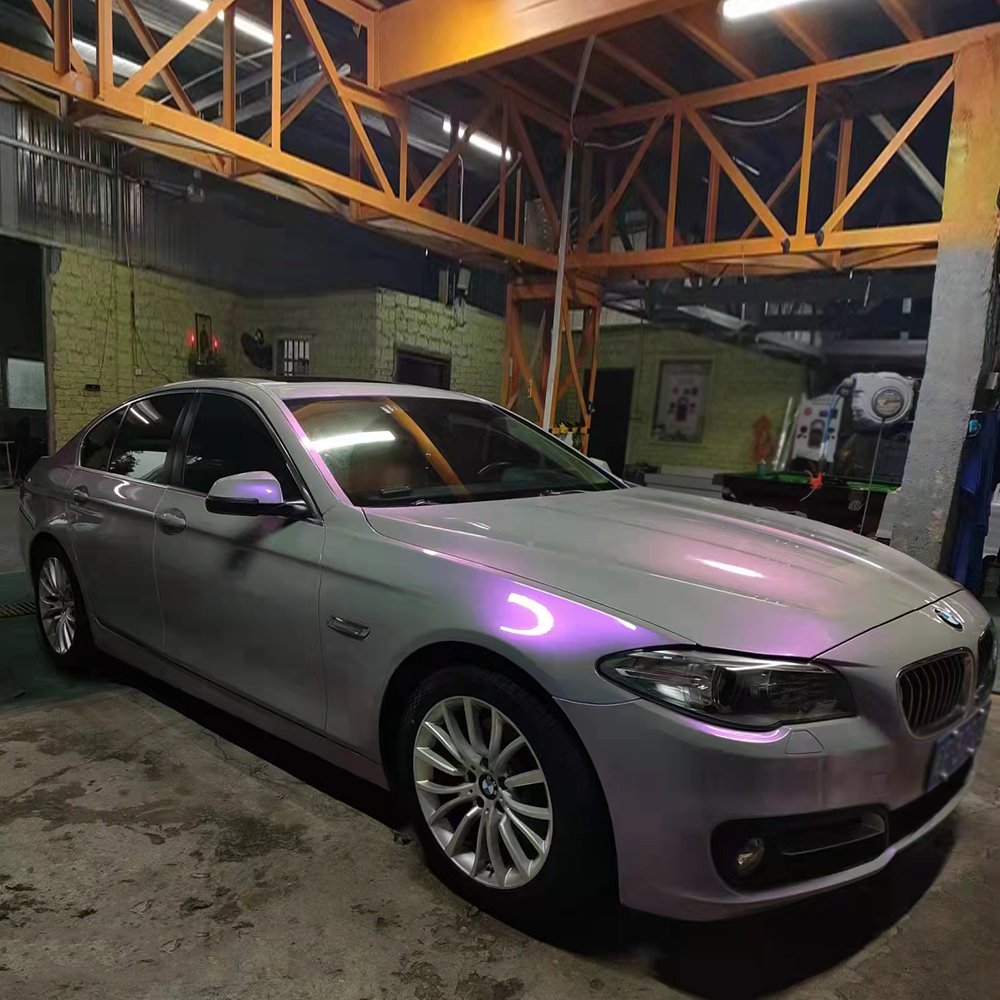 WRAPMASTER 5*59ft PET Liner Super Glossy Twin Color Grey Purple Car Wrap Stickers Vinyl Car Wrap Automotive Vinyl