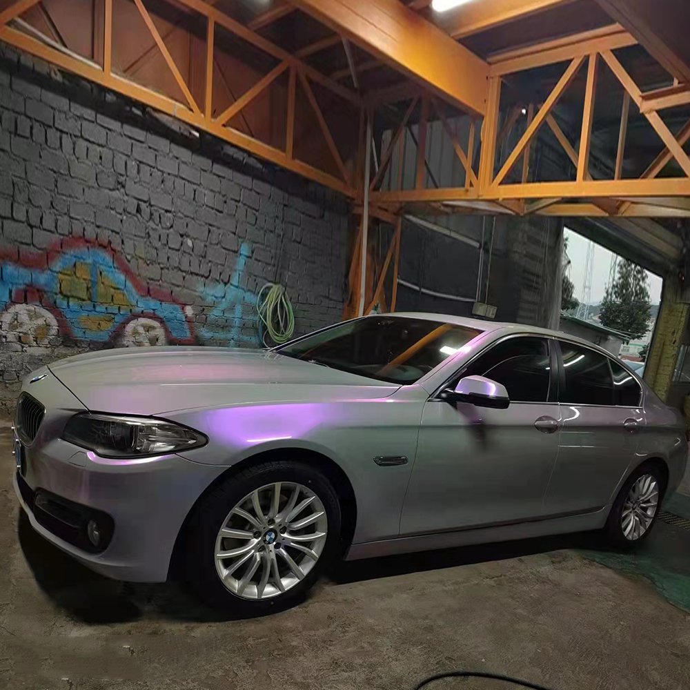WRAPMASTER 5*59ft PET Liner Super Glossy Twin Color Grey Purple Car Wrap Stickers Vinyl Car Wrap Automotive Vinyl