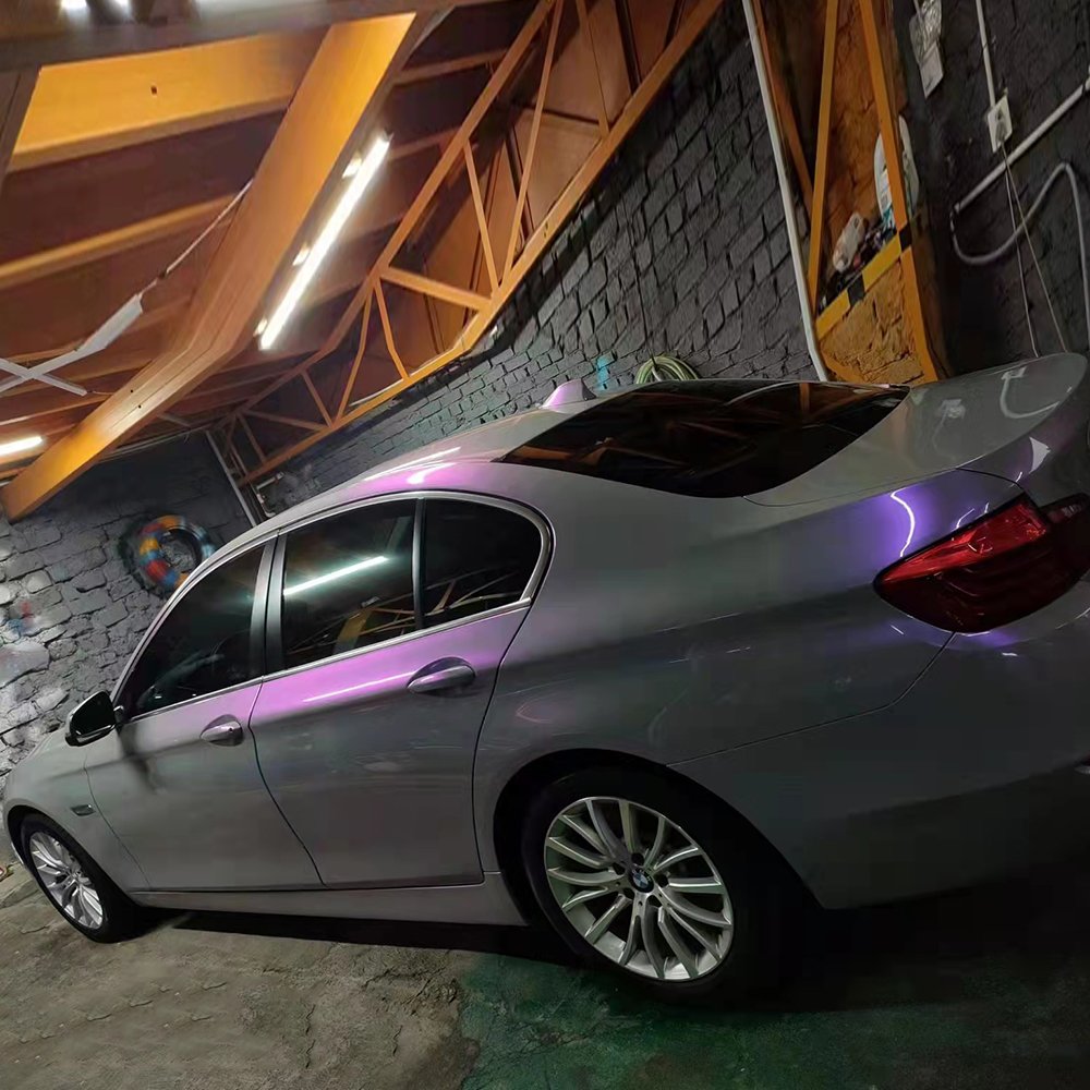 WRAPMASTER 5*59ft PET Liner Super Glossy Twin Color Grey Purple Car Wrap Stickers Vinyl Car Wrap Automotive Vinyl