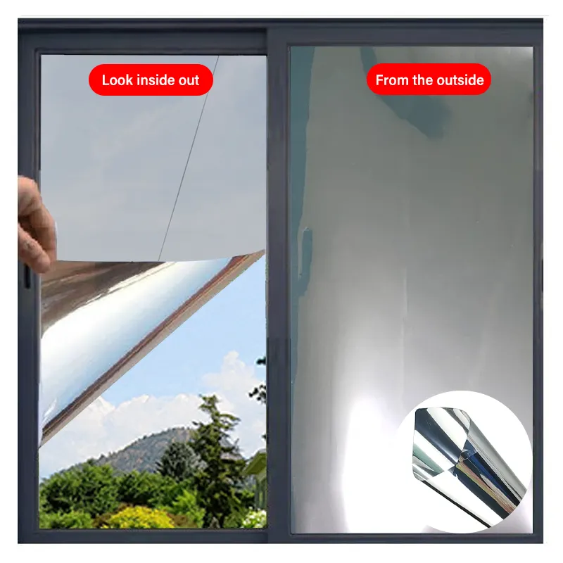 Customized factory Silver Light35 Silver Window Film,One Way Vision Home Office building film,Reflective Solar Tint Film