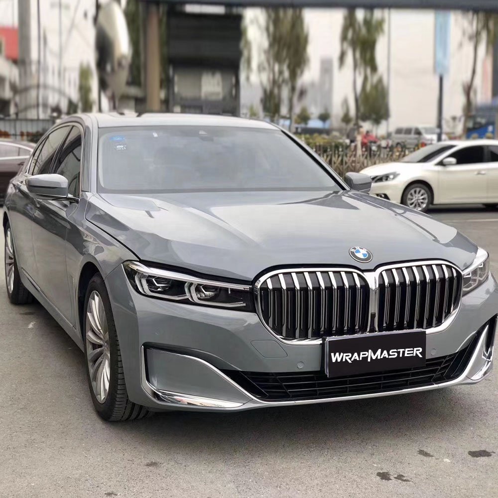 WRAPMASTER 1.52*17m Automotive Film PET Super Gloss Crystal Light Cement Grey Car Body Stickers Vinyl Wrap