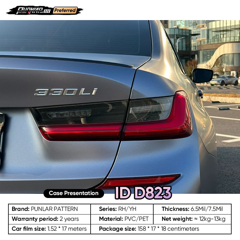 Matte metallic luster Grey Car Wrap Vinyl PET High-Gloss PVC Film 1.52CM Width Car Stickers Waterproof Color-Changing Film
